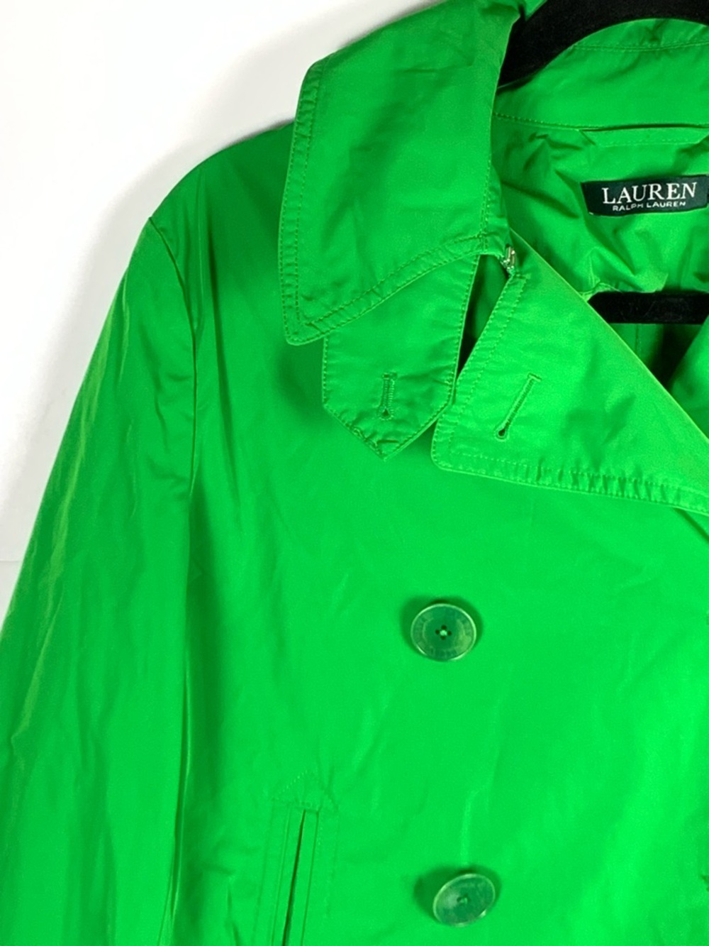Lauren Ralph Lauren Jacket 8 Green Double Breasted Cropped Lightweight - Picture 5 of 15